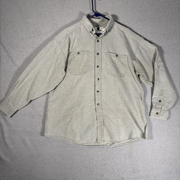Vintage Bird Dog Khakis Shirt Mens Size XL Shacket Flannel Taupe Camping Outdoor - Picture 1 of 13